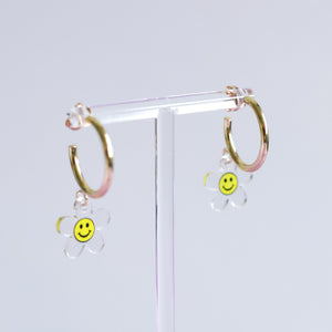 Smiley Flower Hoop Earrings