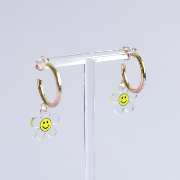Smiley Flower Hoop Earrings