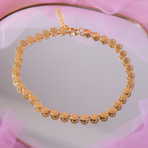 Gold Brass Smiley Choker Necklace