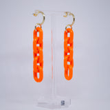 Orange Acrylic Chain Earrings