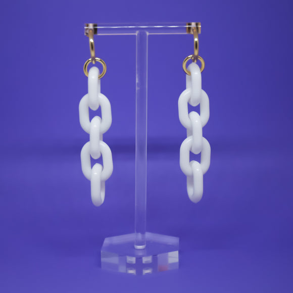 White Acrylic Chain Earrings