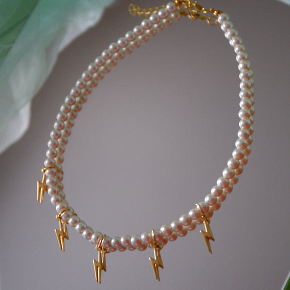 Gold Lightning Pearl Necklace