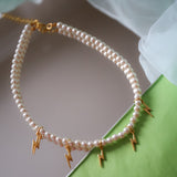 Gold Lightning Pearl Necklace