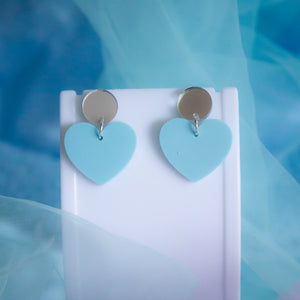 Single Heart Earrings (Blue)