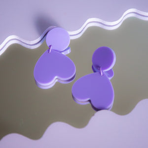 Purple Upside Down Heart Earrings