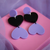 Purple Black Heart Earrings