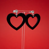 Open Heart Black Earrings