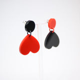 Red-Black Upside Down Heart Earrings