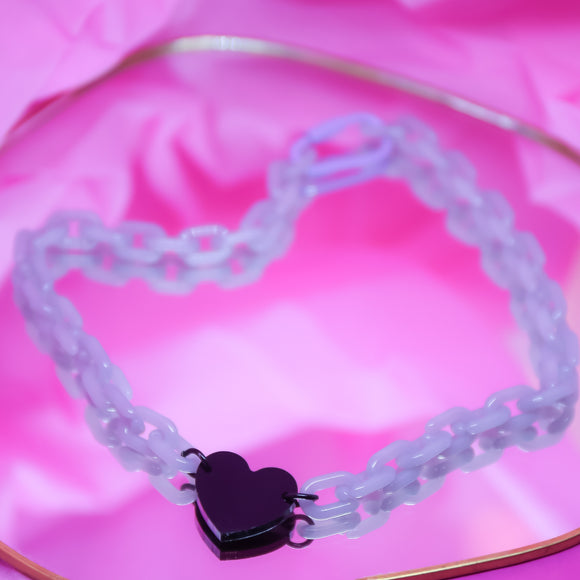 Black Heart Acrylic Choker Necklace