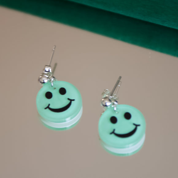 Mint Green Smiley Face Earrings