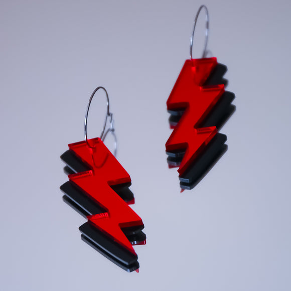 Red  80's Lighting Earrings