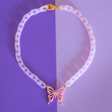 Pink Butterfly Choker Necklace