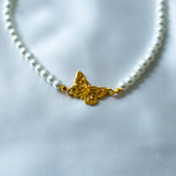 Butterfly Pearl Choker Necklace