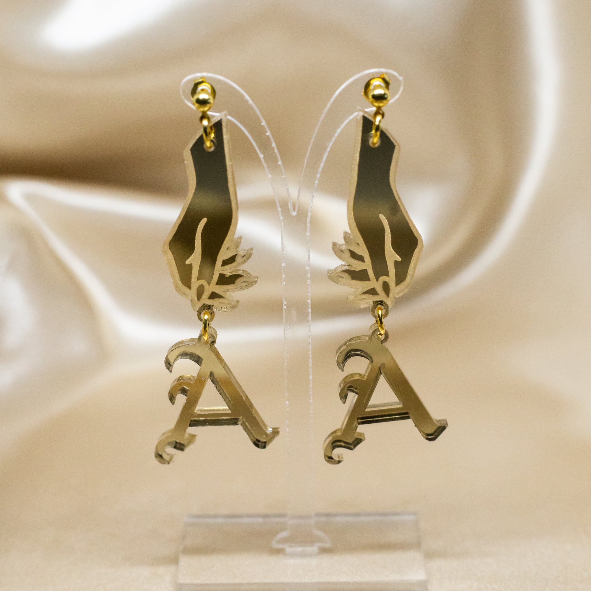 Silver Old English Initial Earrings Custom Gold Initial 