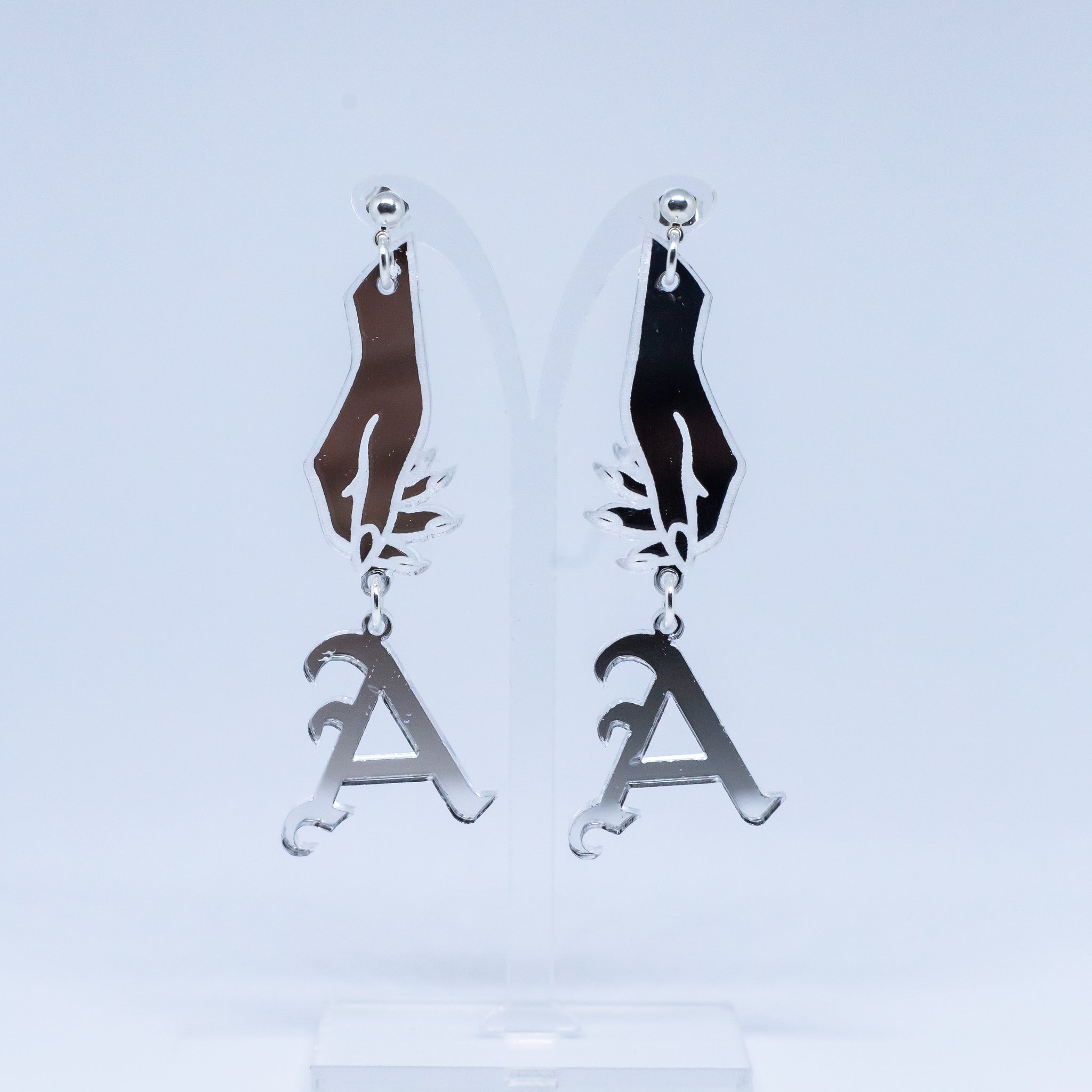 Silver Old English Initial Earrings Custom Gold Initial 